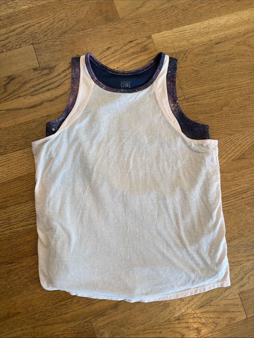 Athleta girl Tank Top with Purple Galaxy Trim size large 12